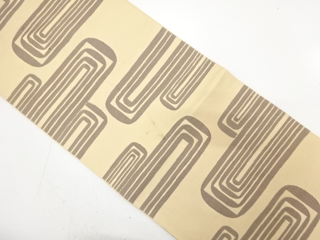 JAPANESE KIMONO / ANTIQUE FUKURO OBI / SILK / WOVEN GEOMETRIC